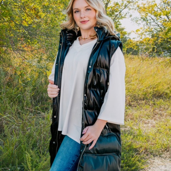 Ces Femme Jackets & Blazers - Ces Femme Black Puffer Long Vest Coat